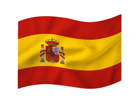 Spain flag waving on transparent background