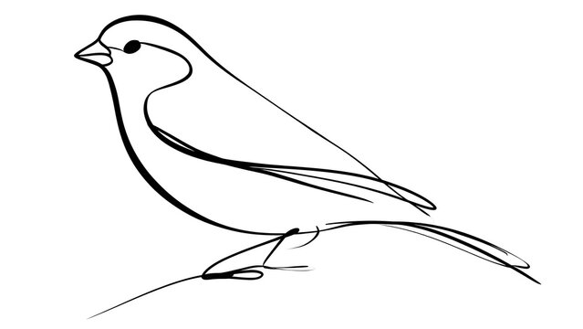 Minimalist bird line art drawing white background.