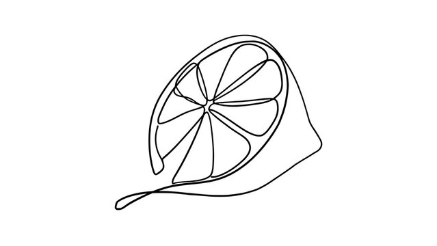 Hand drawn lemon slice illustration white background.
