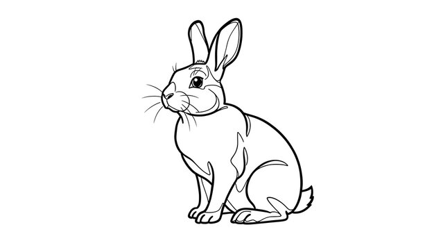 Cute rabbit illustration on white background.