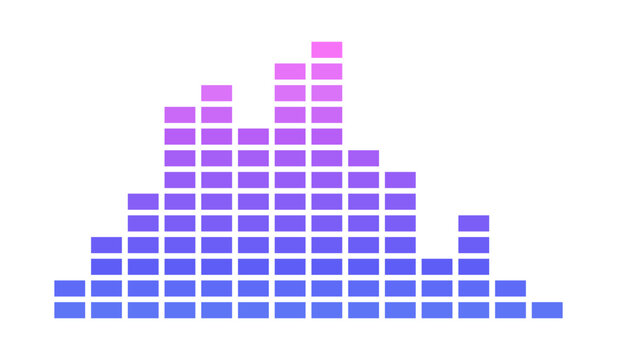 Colorful graphic equalizer display. Sound volume bar display. Digital audio technology display. Audio visualizer vector waveform design.