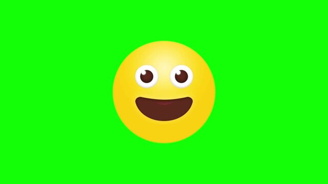 Playful animated yellow emoji winking and sticking its tongue out on green screen. Fun visual overlay for joking, teasing, and playful video content