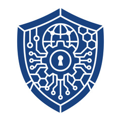 Fototapeta premium Shield icon representing global cybersecurity and data protection
