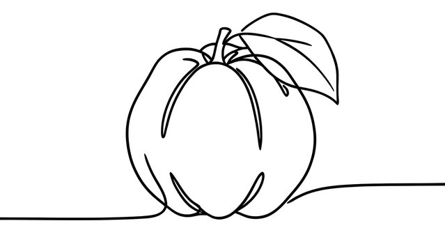 Minimalist line art apple on white background.