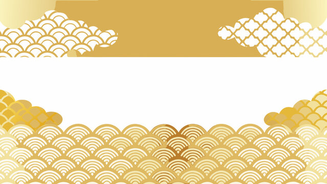 Golden cloud pattern with repeating curves and a white background a decorative visual element motif design ornament