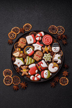 Gingerbread as a Christmas staple, sweet biscuits for the holiday. Gingerbread as a background