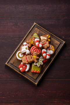 Gingerbread as a Christmas staple, sweet biscuits for the holiday. Gingerbread as a background