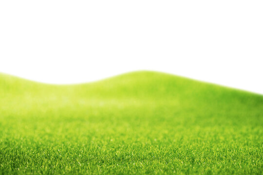 artificial green grass on lawn with isolated background for copy space