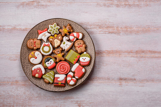 Gingerbread as a Christmas staple, sweet biscuits for the holiday. Gingerbread as a background