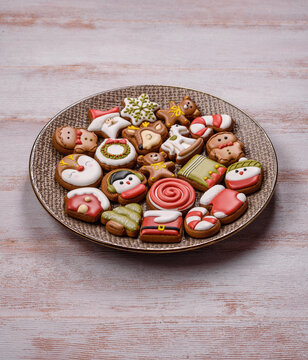 Gingerbread as a Christmas staple, sweet biscuits for the holiday. Gingerbread as a background