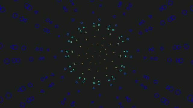Abstract glowing particle circle vector background with dark blue and cyan dotted radial pattern technology design
