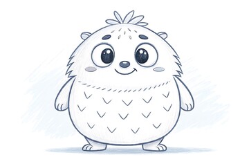 Fototapeta premium Cute cartoon hedgehog with big eyes and happy expression