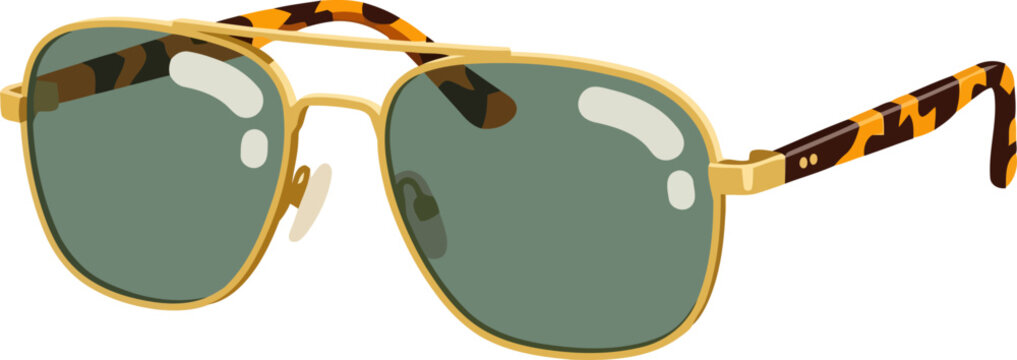 Vintage aviator sunglasses with tortoise shell temple arms and gold metal frame