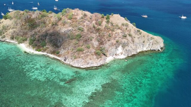 Panoramic drone shot of Kelor Island surrounded by crystal