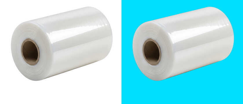 Clear stretch film roll isolated on transparent background