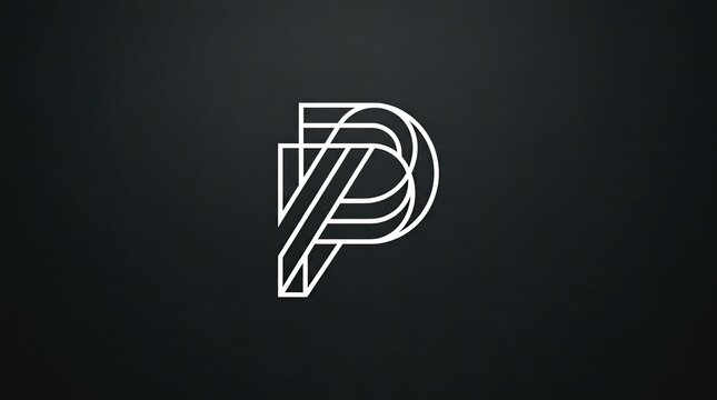 Abstract geometric letter P linear logo design.