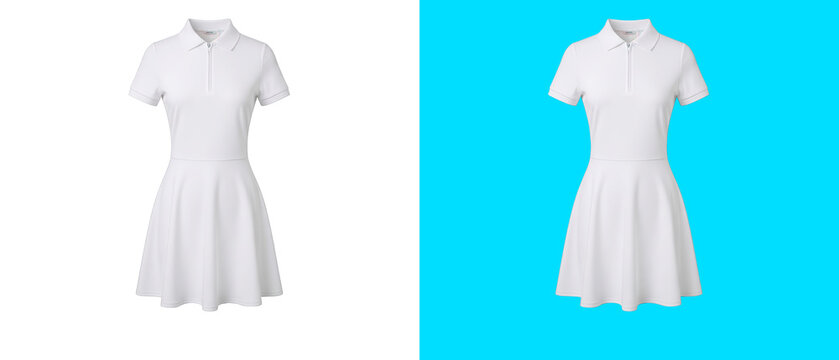 White tennis polo dress isolated on transparent background