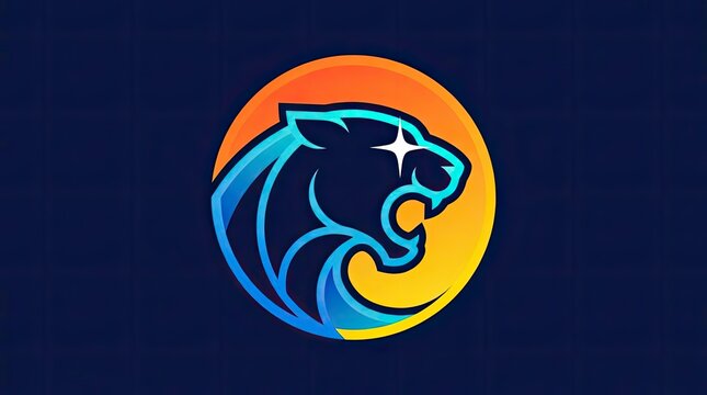 Blue panther head mascot logo inside orange circle.