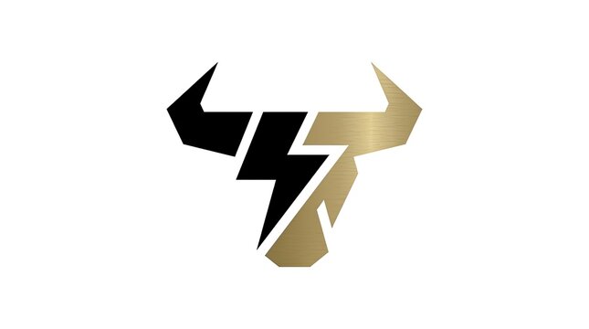 Bull head logo with lightning bolt silhouette.