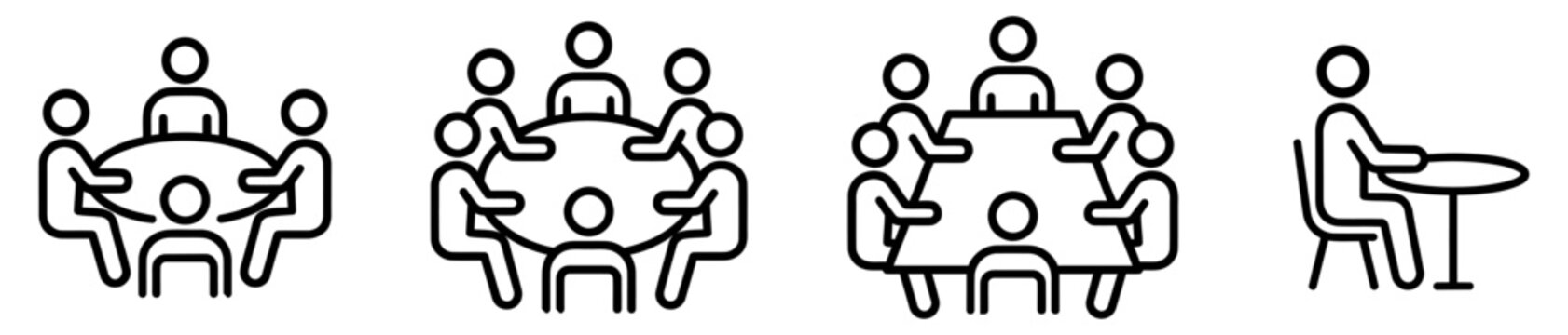 Group meeting and conference icons for business team collaboration