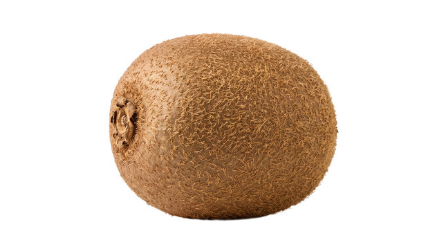 Close-up of a kiwi fruit with a hole in the center, isolated on a black background.