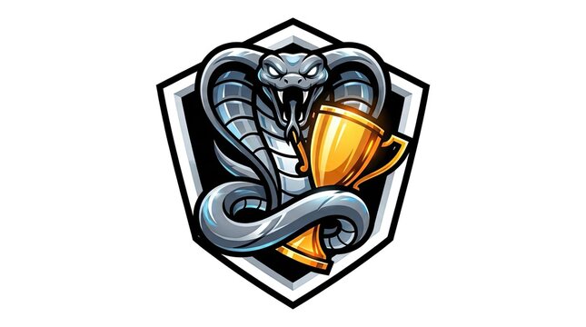Cobra esports mascot holding gold trophy