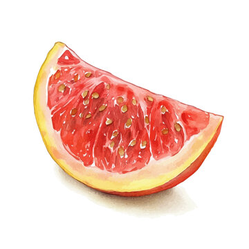 watercolor of Jambu Slice graphic, isolated on a white background.