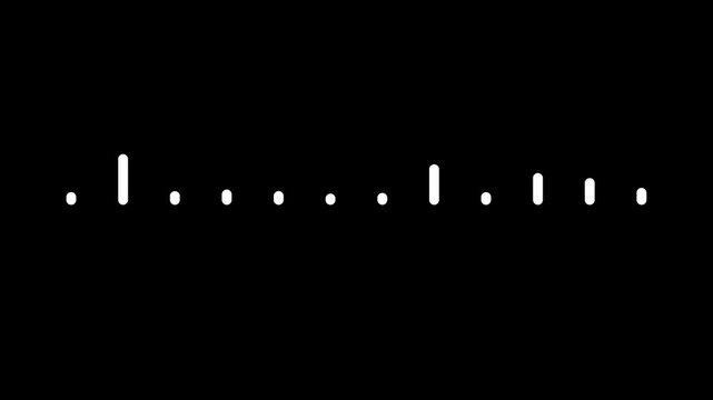 Music waveform spectrum animation, white audio visualizer bars, digital sound frequency motion, podcast recording signal, abstract equalizer effect, seamless loop, black background. 4k animation