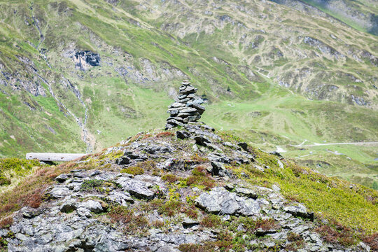 A pile of rocks at the Kaprun Kitzsteinhorn ski resort in Austria in the summer.