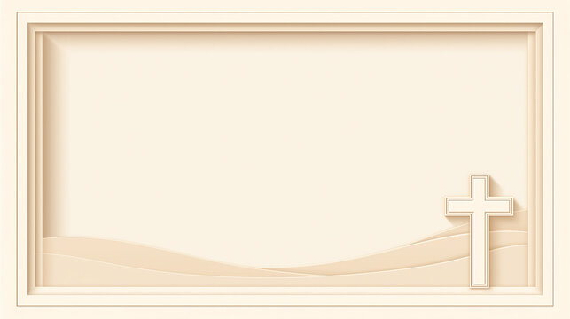 Frame with a cross and ornate religious frames and ethnic decorative leaves. Perfect for Easter cards, Christmas cards, and baptism cards.