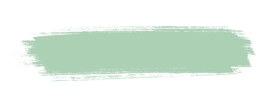 Pastel green brush stroke paint grunge texture features long horizontal distressed wall paint swipe patch displaying realistic roll details. Hand drawn ink element for design clip art.