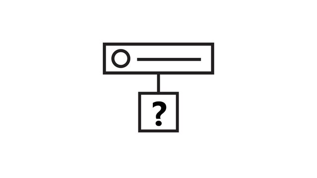 User interface box with question mark icon inside representing help or information section.