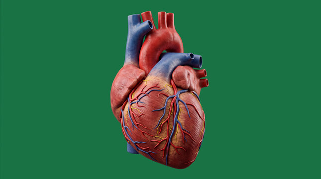 Realistic heart model with intricate details highlighting human cardiovascular anatomy for medical education health awareness campaigns scientific research and anatomy learning