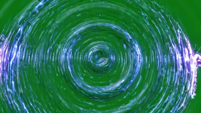 Abstract sonic wave energy ripple effect expanding across a vibrant chroma key green screen background