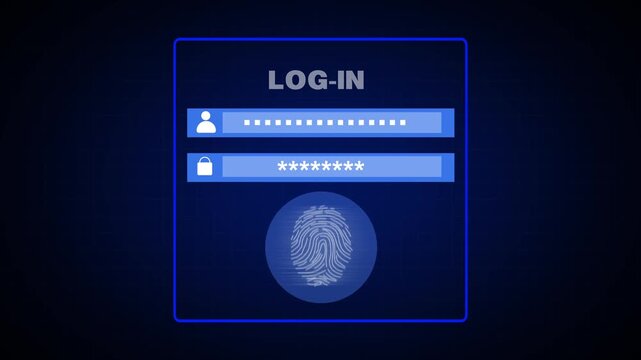 Digital Log- In Screen with Username, Password, and Circular Authentication Icon login log-in