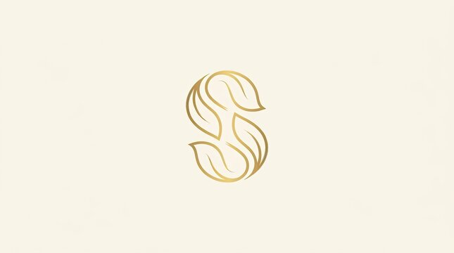 Elegant gold leaf letter S organic logo.