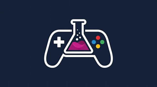 Game controller and lab flask fusion icon.