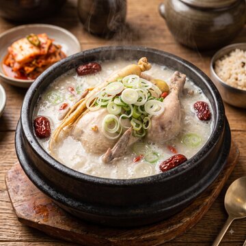 영양 가득 뚝배기 삼계탕 - 한식 보양식 배달앱 메뉴판 배경