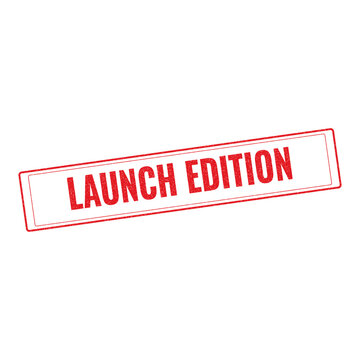 Red launch edition stamp sign with grunge texture