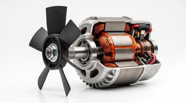 Electric Motor Cutaway - 3D illustration of Cutaway view of an electric motor or
alternator stator and rotor