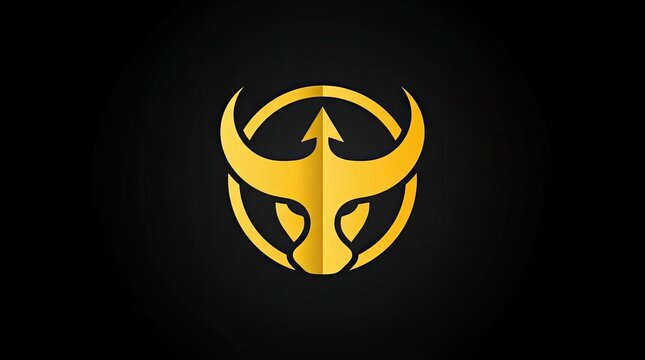 Gold bull head circle logo icon.