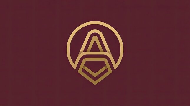 Gold circular letter A monogram emblem.