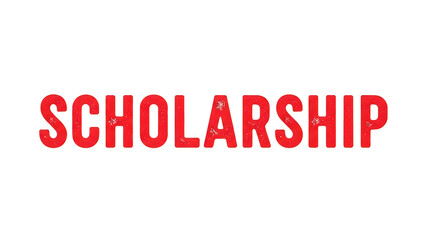 Fototapeta premium A bold red text reading scholarship with decorative floral flourishes above and below, symbolizing academic achievement and financial support for students
