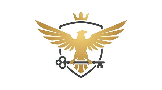 Golden eagle shield emblem with key