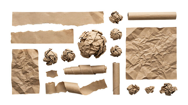 Assorted vintage rustic wooden objects and tools on a natural surface isolated on transparent background . Ai Generated