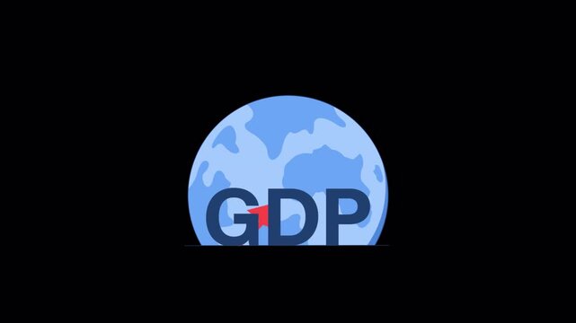 Animated Graphic of Rising GDP with Global Earth Icon - Transparent