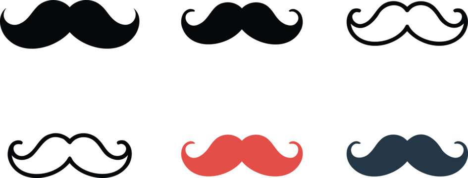 Collection of various mustache icon styles with mustache grooming collection