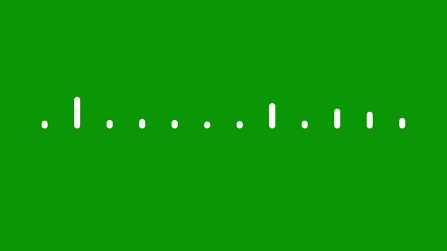White sound wave visualizer, abstract audio spectrum animation, glowing music equalizer line, digital frequency graph, podcast waveform display, seamless motion loop, green background. 4k video