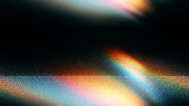 Seamless abstract rainbow light spectrum on a dark background. Colorful prismatic light beam effect with soft glowing colors