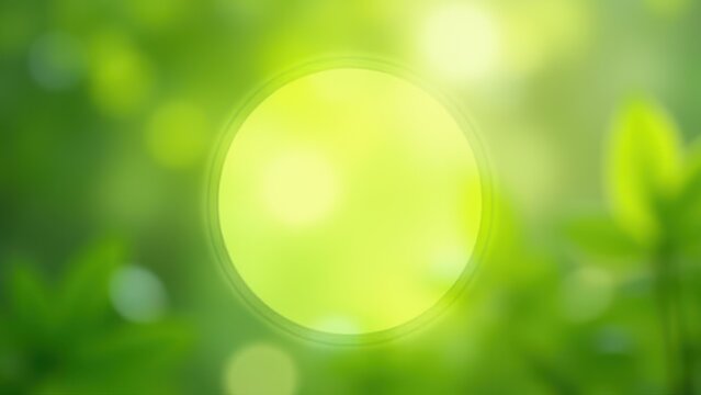 abstract circular composition with vibrant green bokeh backdrop mimicking dappled springtime sunlight for marketing designs